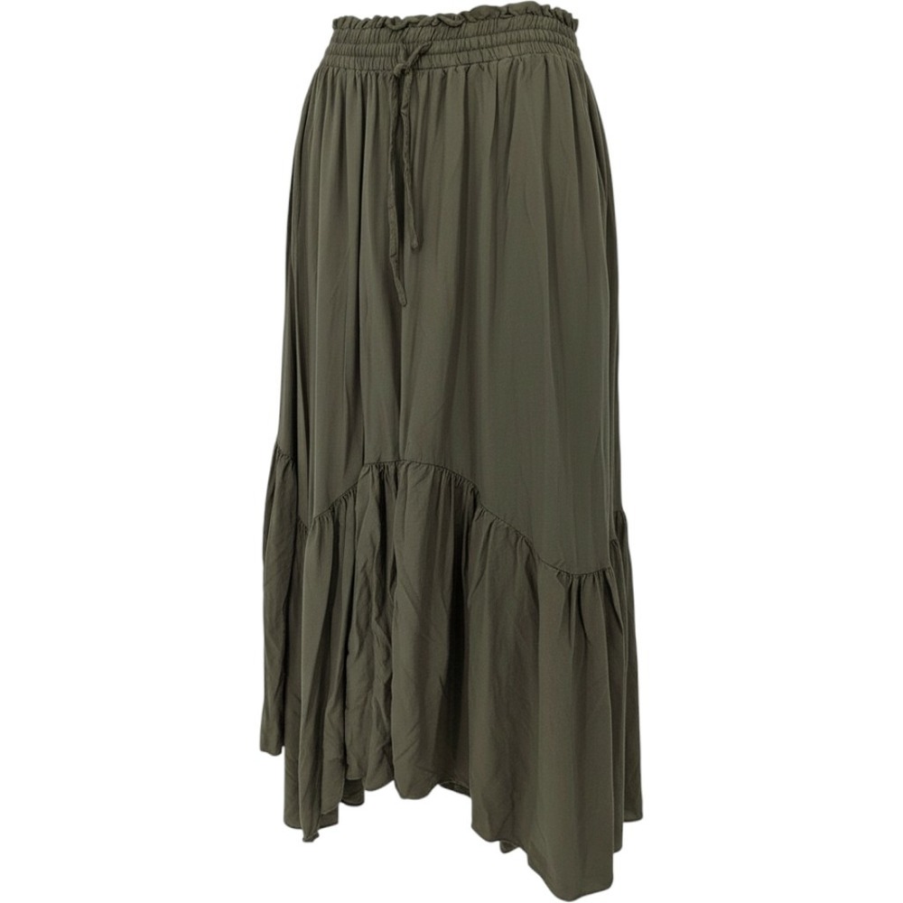 Scarlet Darkness Maxi Skirt XL Olive Green Renaissance Steampunk Boho Tiered
